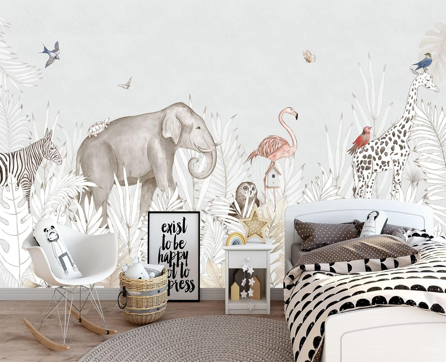 Elephant Zebra Animal Nursery Wallpaper Wall Mural 178" x 117"