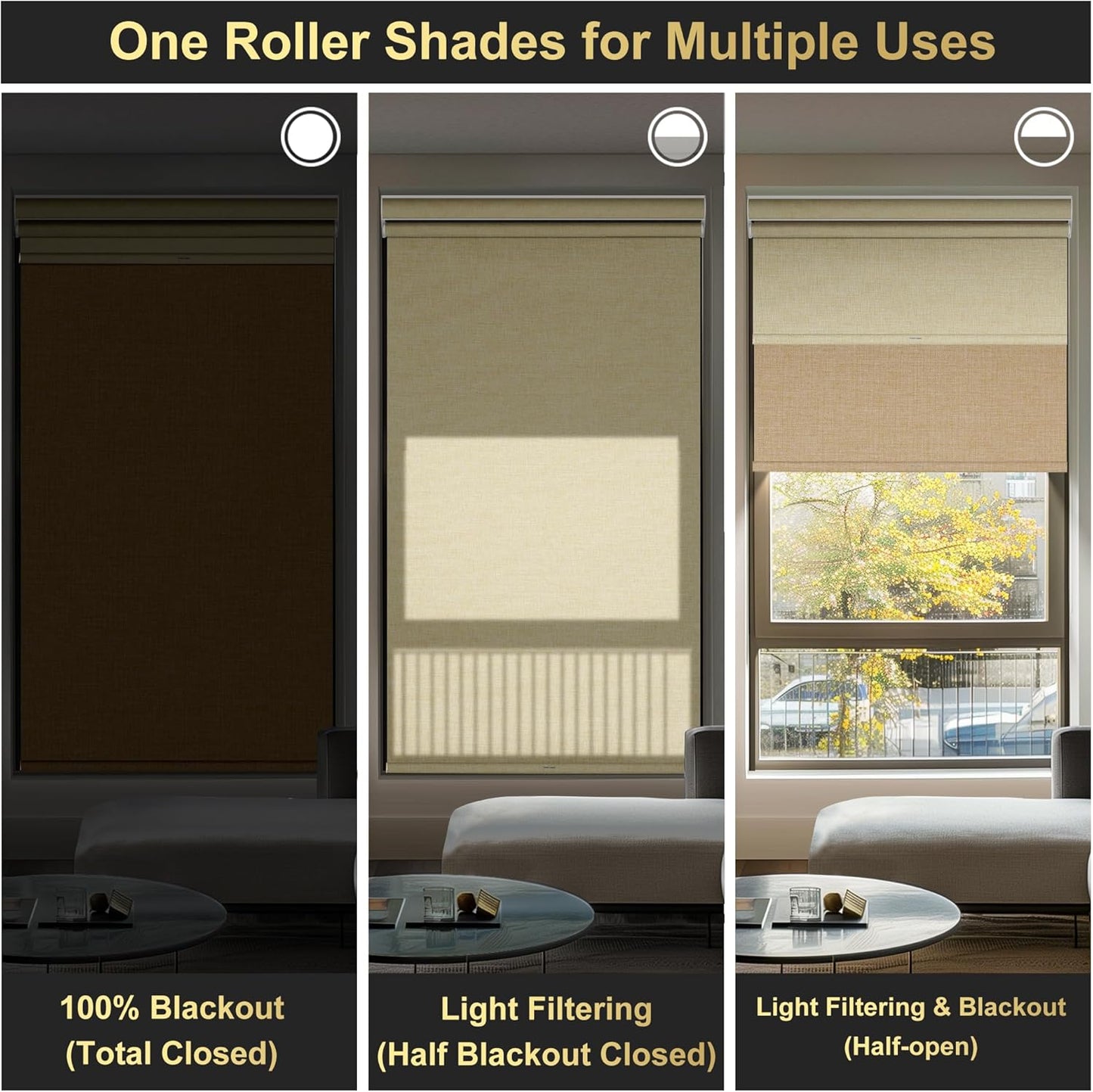 BERISSA Cordless Dual Window Shade with Cassette Valance, Day and Night Blackout and Light Filtering Shades, Linen Beige. 50 W x 36" H