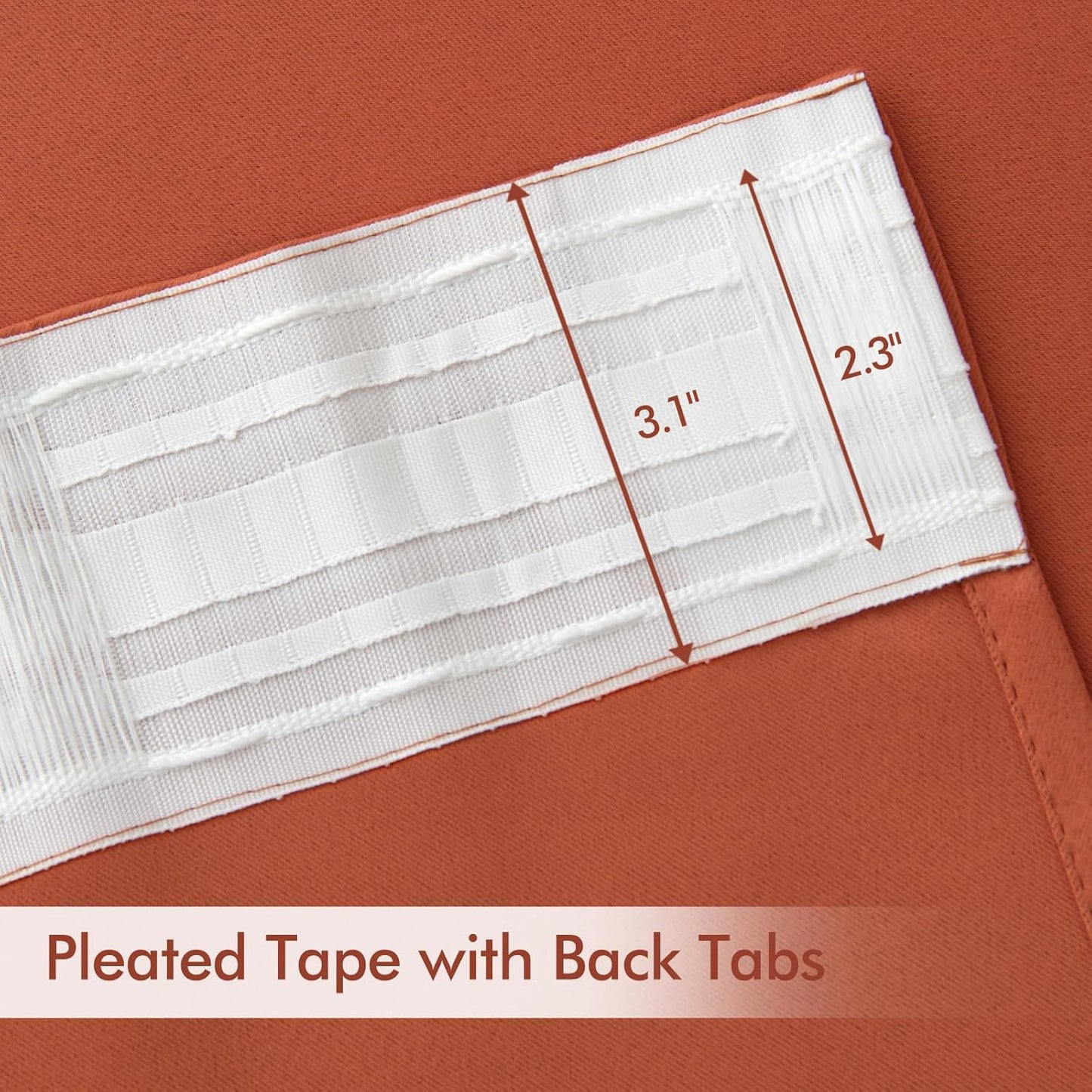 MIULEE Back Tab Burnt Orange Blackout Curtains 96 Inch Long 2 Panels Set for Bedroom, Fall Terracotta Rod Pocket/Pinch Pleated Thermal Insulated Room Darkening Light Blocking Floor to Ceiling Drapes