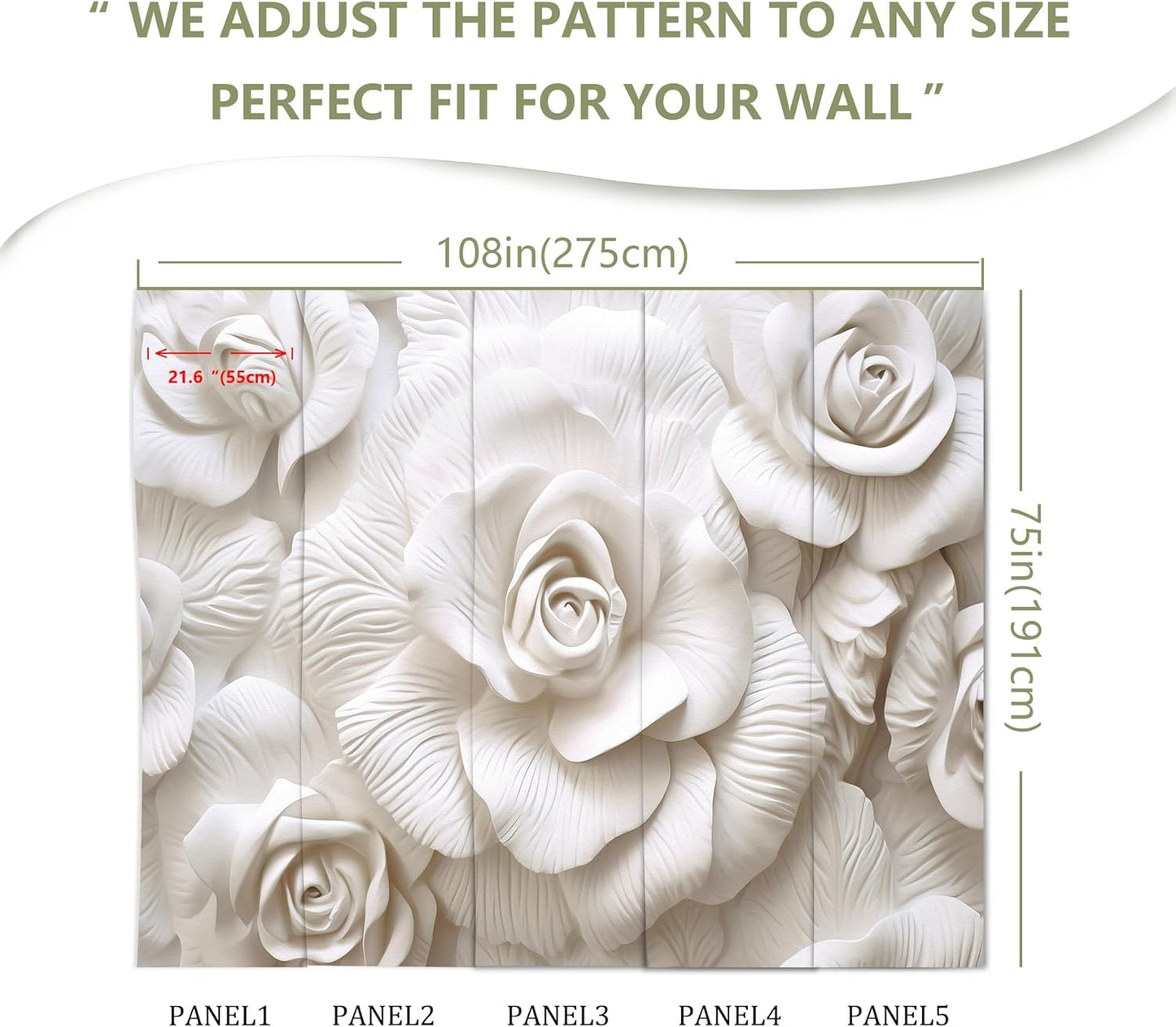 3D Relief Flower Wallpaper Mural for Living Room Bedroom (Not Peel n' Stick)