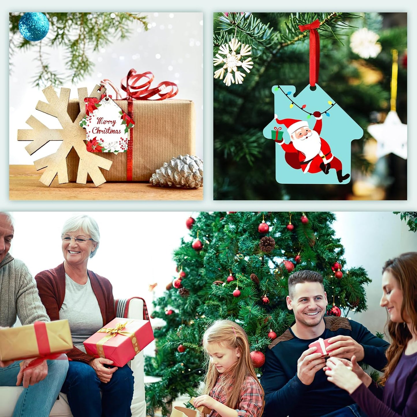 Personalized Christmas Ornaments 2025 Wood Custom Picture Text Hanging Ornament Customized Christmas Tree Decorations Keepsake Gift for Family Couples Xmas Tree Home Decor