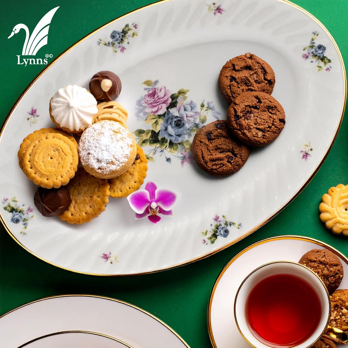 Lynns Paradise Serafina 14-Inch Oval Platter, Set of 2, Purple; Heavy Duty; Chip Resistant; Lead and Cadmium Free; Freezer to Oven Safe up to 500°F