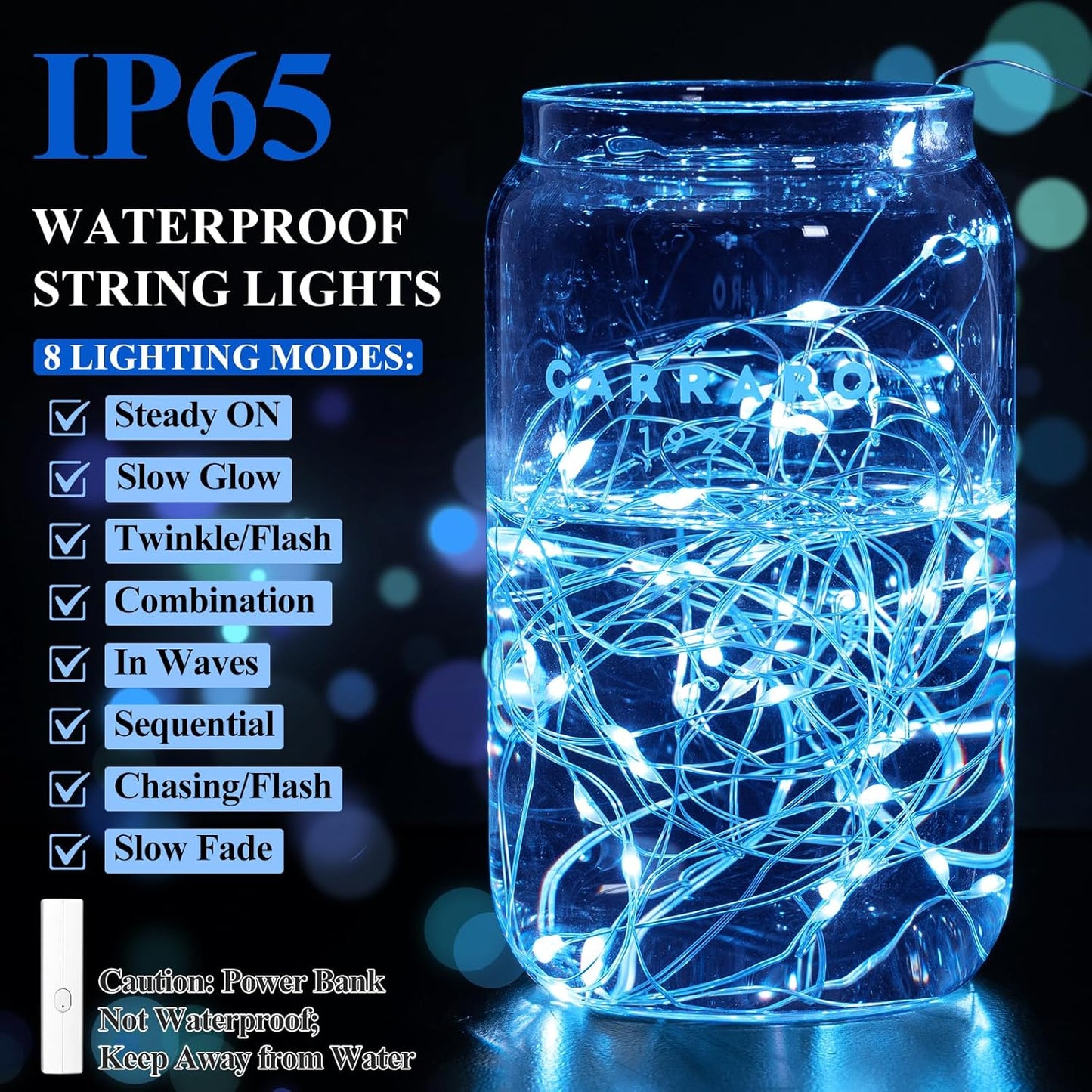 Lakumu 32FT(16 * 2) LED String Lights Battery Operated, Fairy Lights with Timer, Mini Twinkle Lights for Bedroom, Christmas Decorations, Wedding, Vine, Centerpiece Table Decor Blue