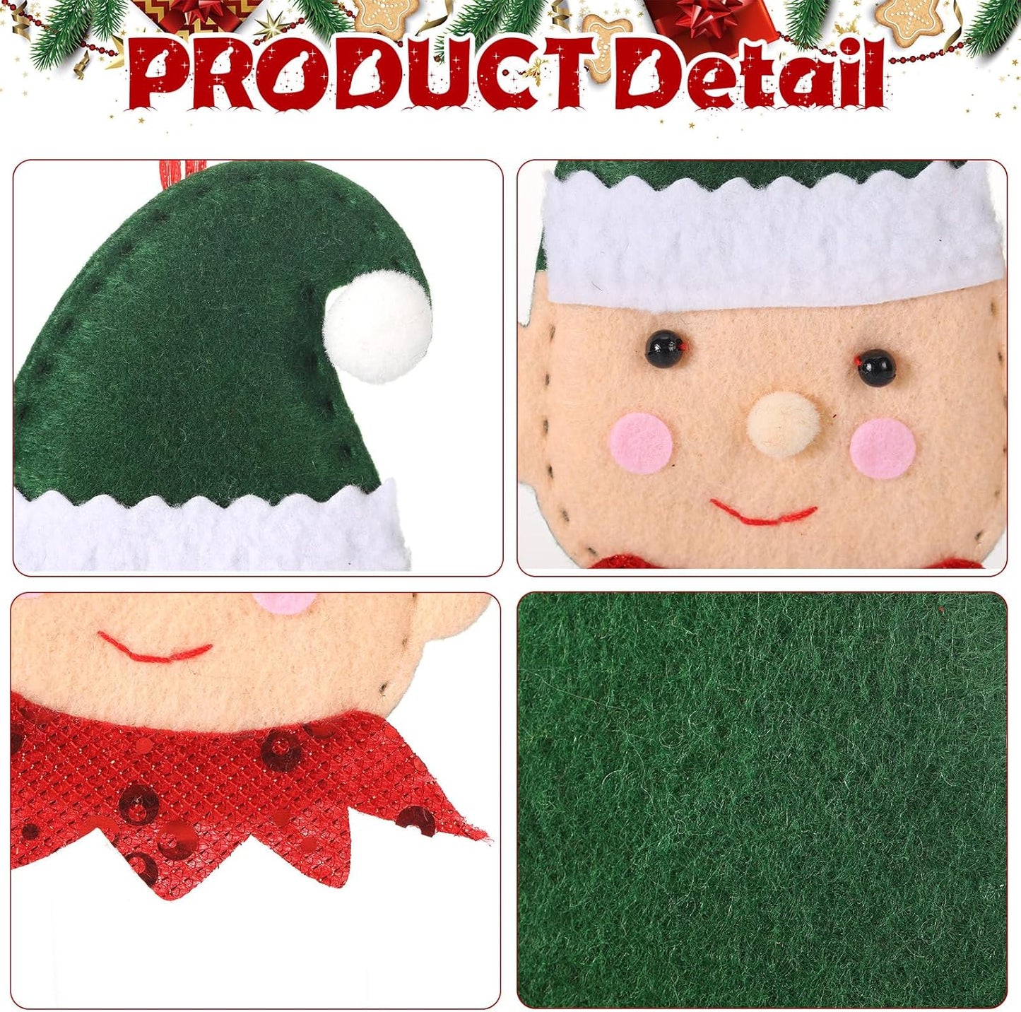 Skylety 8 Pieces 3D Christmas Tree Ornaments Set Felt Santa Snowman Candy Cane Ornament, Stocking, Gnome Decoration(Snowman)