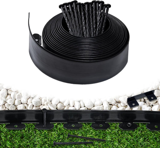 Garden Edging Border,Plastic Edging for Landscaping,Flower Bed, Paver and Lawn Edging Border (4Inchx100FT-2, Black)