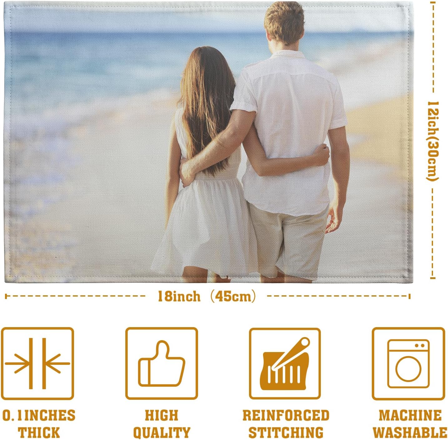 Custom Placemats with Picture Text Set of 4 Personalized Photo Place Mats for Dining Tables 12x18 Inch Customized Image Heat Resistant Non Slip Washable Linen Table Mat