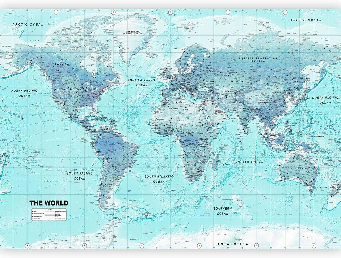 artgeist Premium Wall Mural World Map 79x55 in - XXL Non-Woven Wallpaper Fleece Wall Decor Photo Print Picture Image Design Home Map of The World k-A-0091-a-b