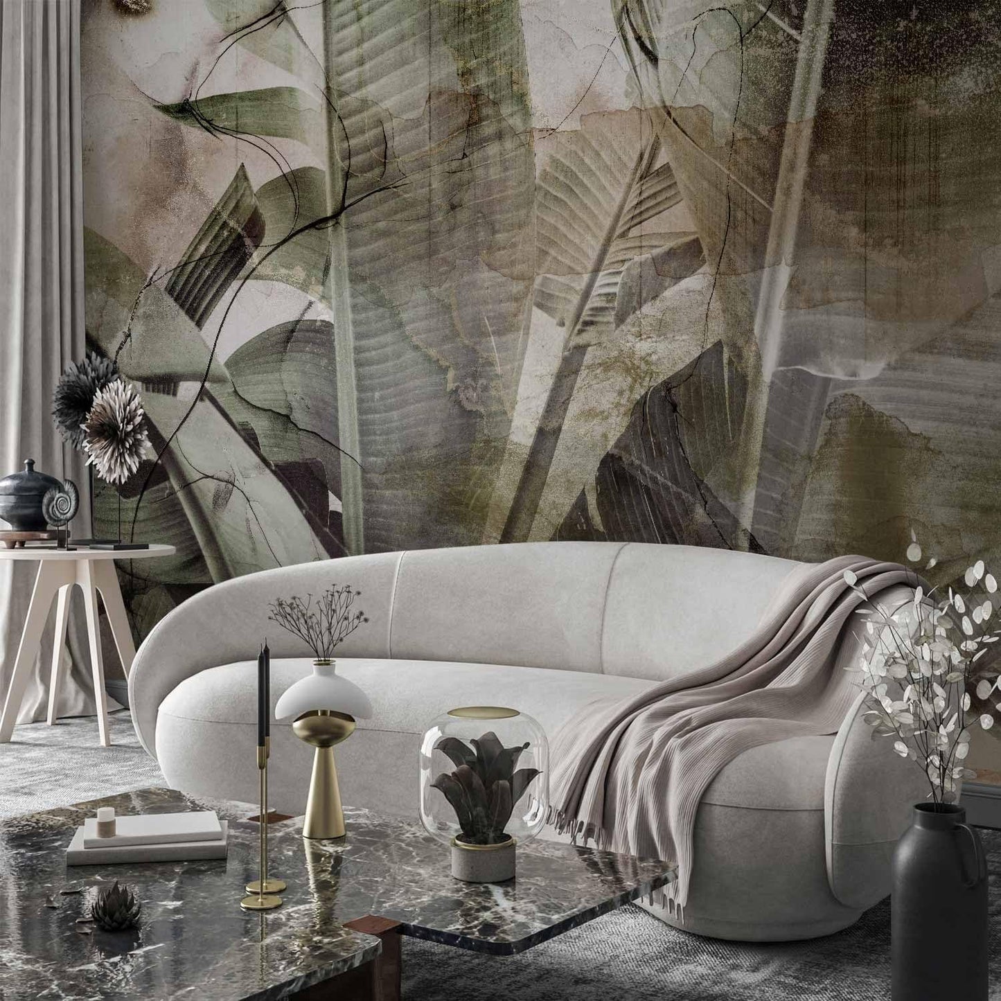 artgeist Premium Wall Mural Tropical Leaves 177x124 in - XXL Non-Woven Wallpaper Fleece Wall Decor Photo Print Picture Image Design Plant Jungle Nature Like Painted b-C-0776-a-a