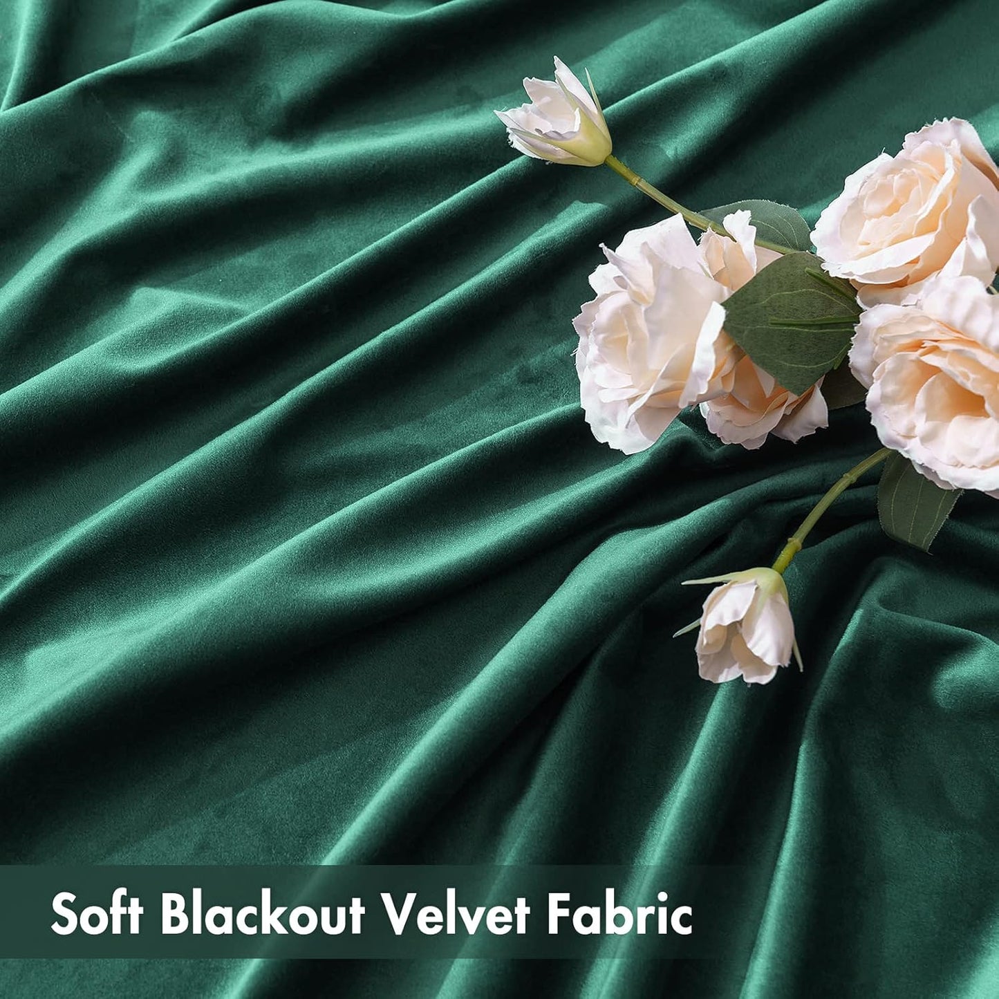 MIULEE Dark Green Velvet Curtains Thermal Insulated Blackout Curtain Christmas Emerald Green Drapes for Bedroom Living Room Darkening 90 Inches Long Curtains Panels Rod Pocket Set of 2