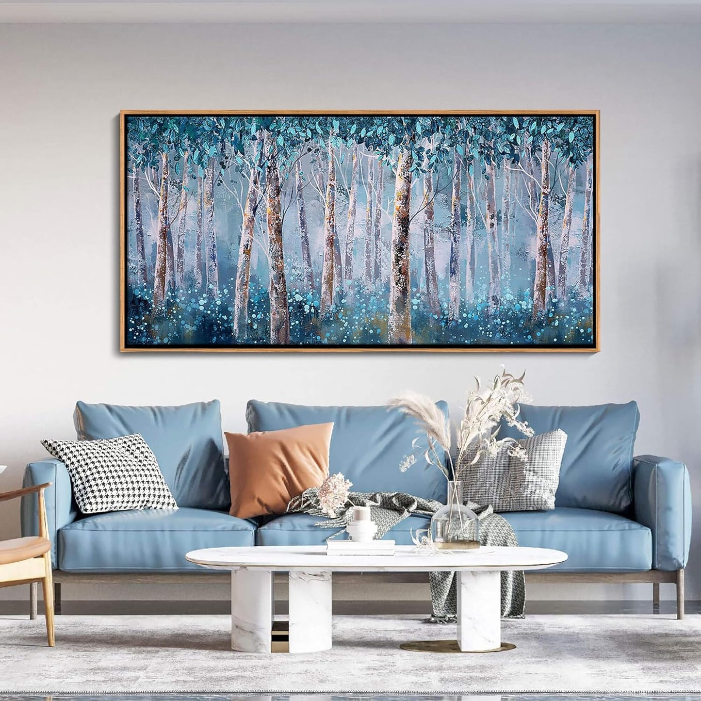 DINGDONG ART Modern Large Forest Canvas Wall Art for Bedroom | Landscape Wall Art for Living Room & Bathroom | Home Wall Decor 24x48 Inches Framed