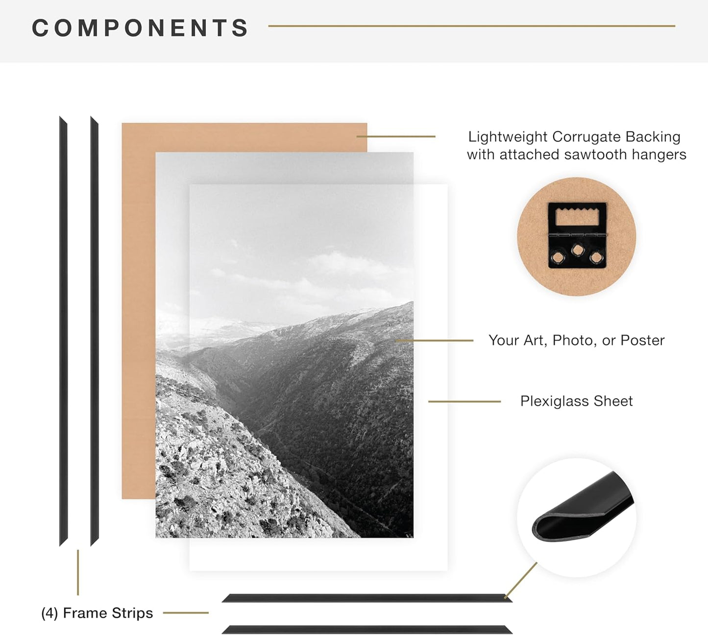 MCS Original Poster Frame 22.375x34 Black Lightweight Vertical & Horizontal Wall Hanging Large Picture Frame for Posters, Art Prints & Gallery Wall (1-Pack)