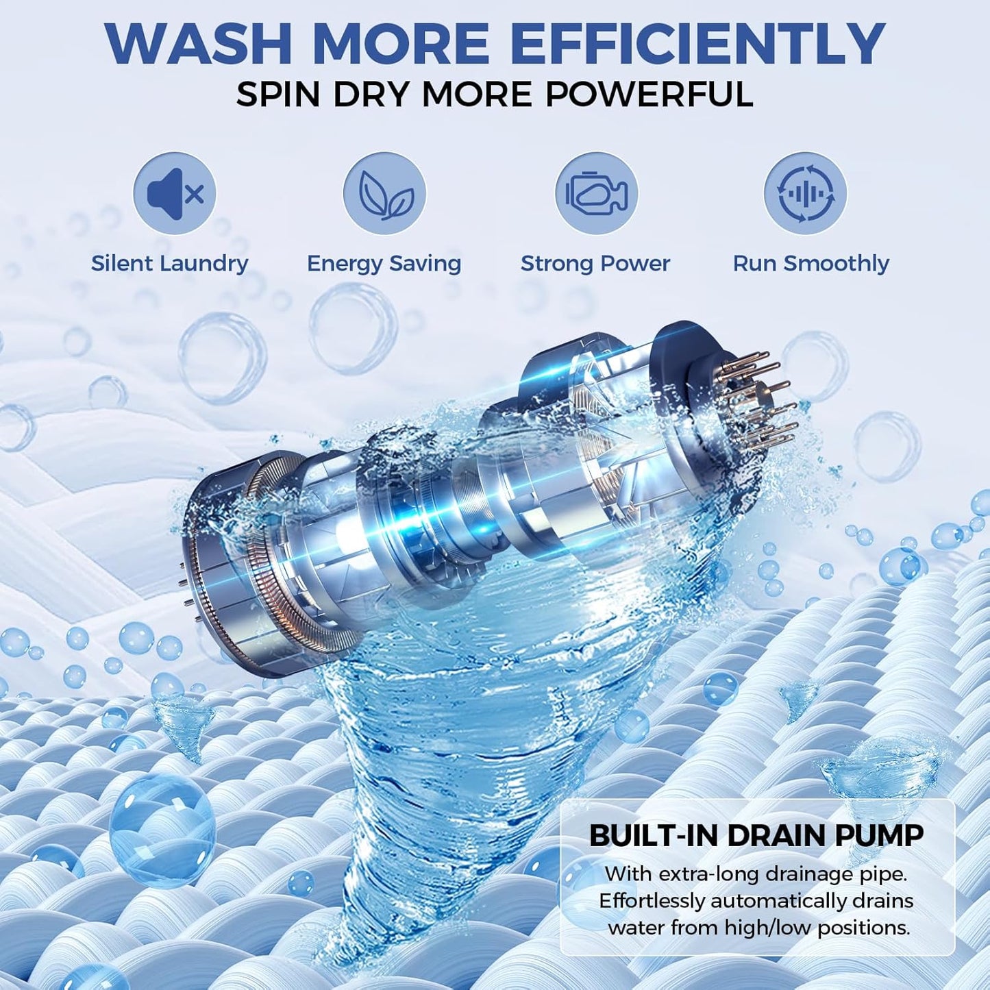 20Lbs Portable Washing Machine Nictemaw Portable Washer, 2.8 Cu.ft Washer and Dryer Combo with Drain Pump, 10 Programs 8 Water Level Compact Laundry Washer for Home, Apartment, RV, Dorms