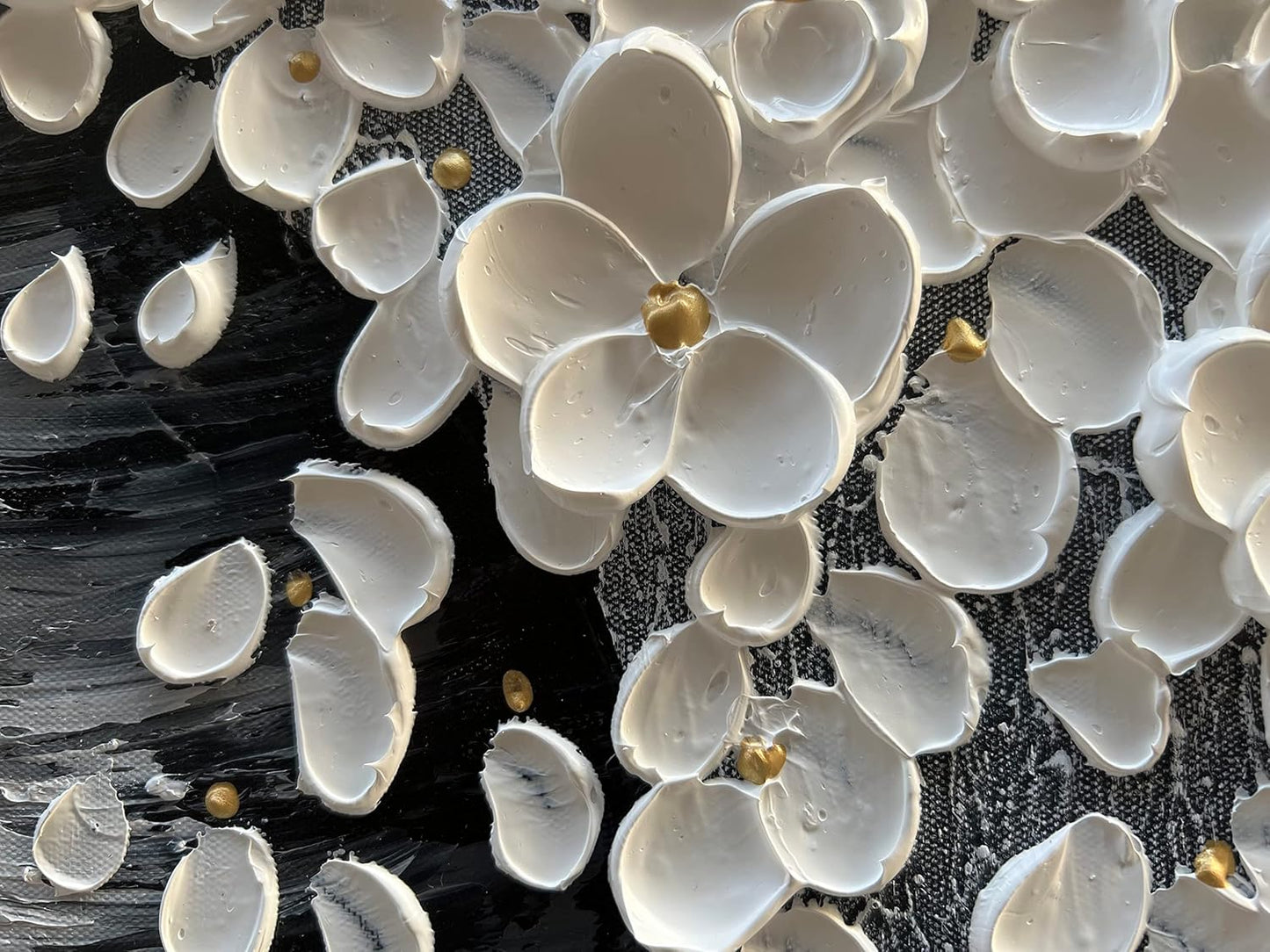 Epicler 30x45 inch Hand-Painted Oil Painting, White Bouquet Oil Painting, Canvas Wall Decoration Painting.