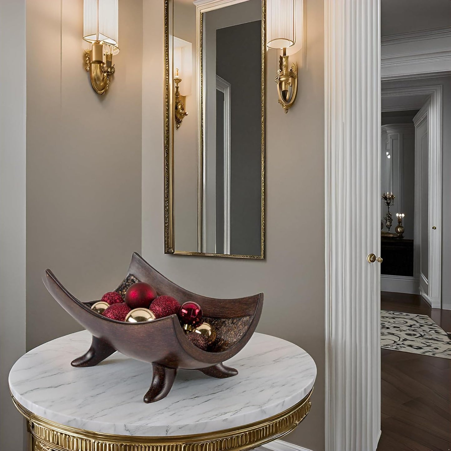 Creative Scents Schonwerk Brown Decorative Bowl for Home Decor - Dining Room Centerpiece - Coffee Table Decor for Living Room - 10" Resin Bowl - House Decor Decorations or Key Bowl for Entryway