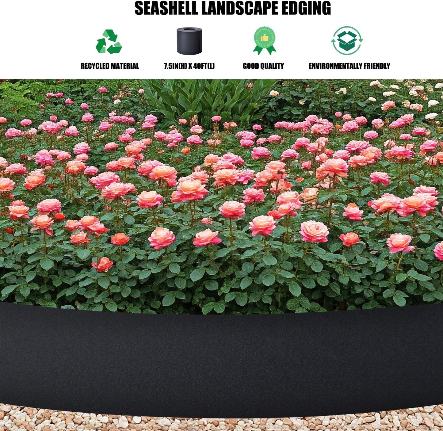 40ft Landscape Garden Edging 7.5 Inch Tall, Dark Gray