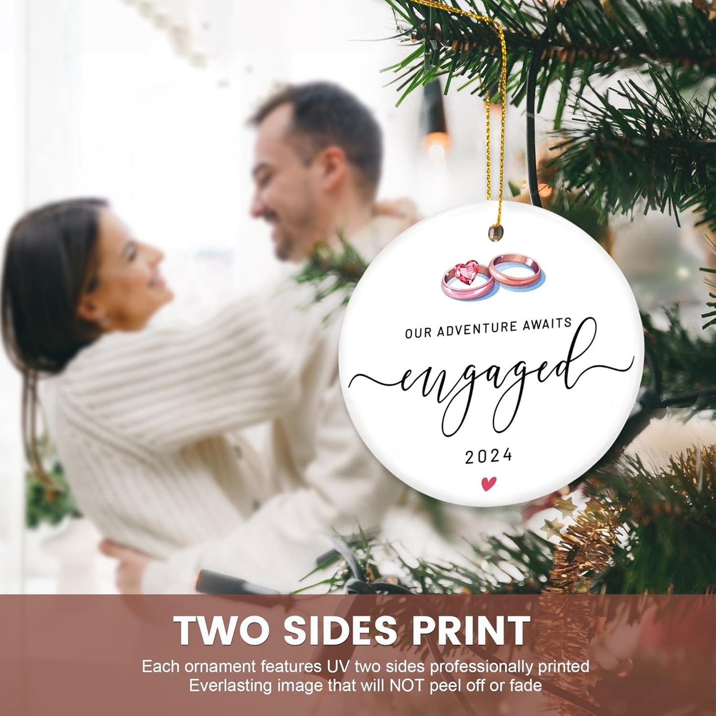 Engagement Christmas Ornament for Newly Engaged - Just Engaged Gift for Bride to Be by [Brand]