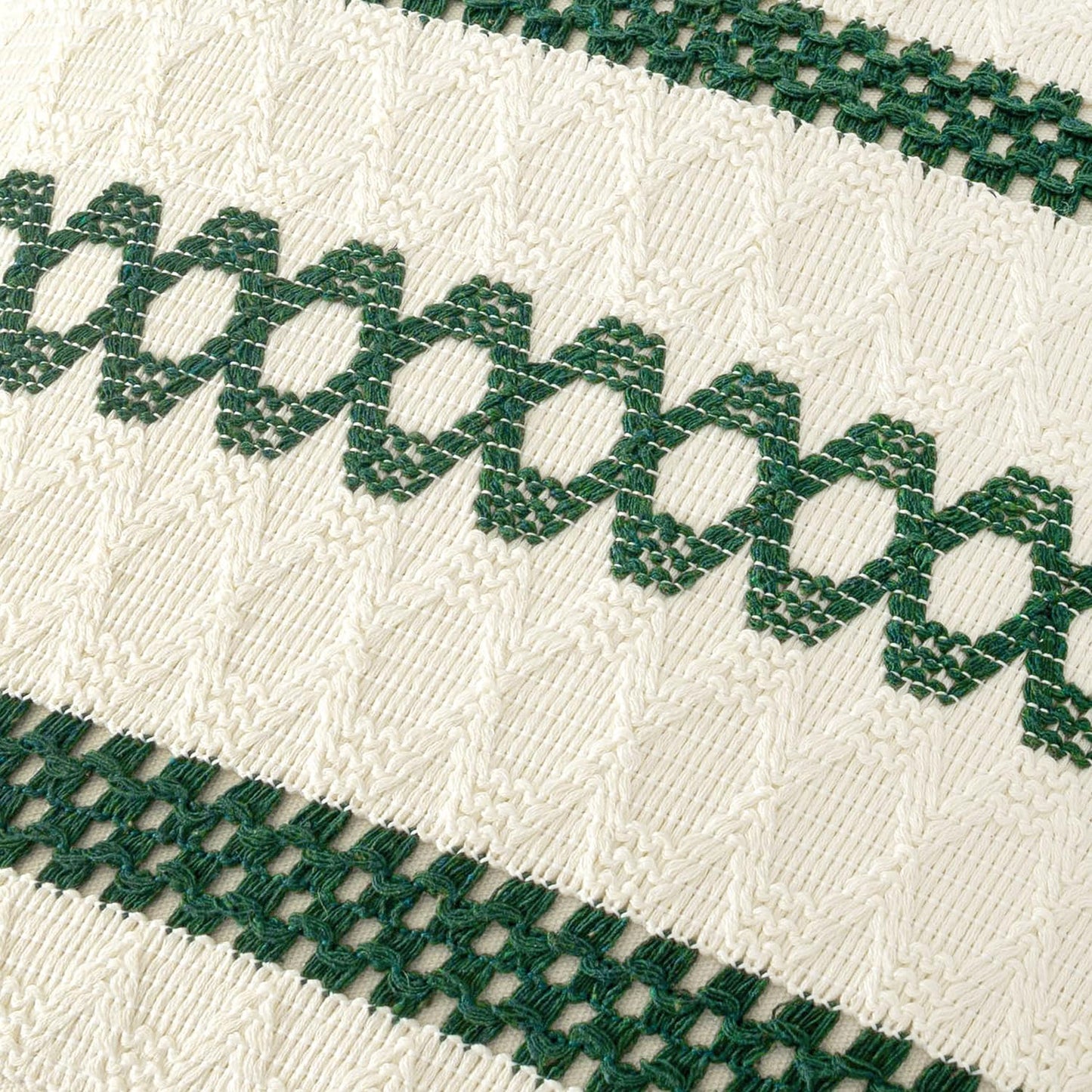 MIULEE Set of 2 Dark Green Boho Christmas Decorative Pillow Covers 18x18 Inch Farmhouse Rustic Couch Throw Pillows Modern Spring Cotton Cushion Cover Retro Macrame Woven Home Decor for Bed Sofa Chair