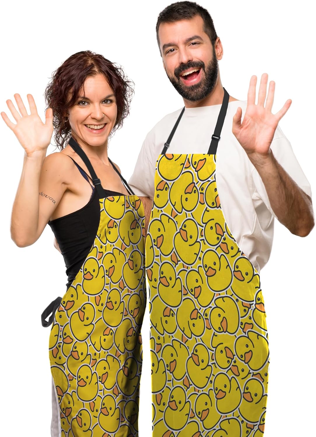 Chef Apron for Men Duck Baking Aprons for Women for Kitchen Cooking Restaurant BBQ Painting Crafting 27” (W) x 31” (H), Waterproof Apron