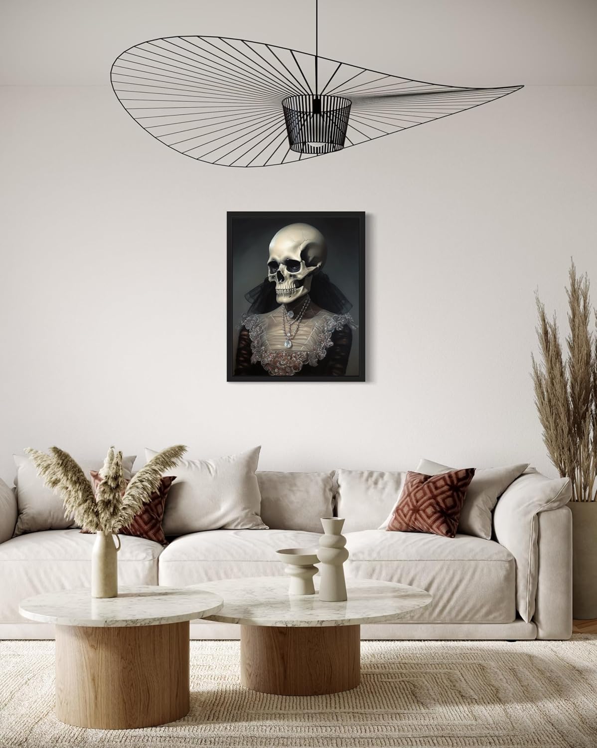 Female Skull Poster Art Print, Halloween Scary Vintage Wall Art Academia Spooky Painting Decoration for Horror Prints, Gothic Posters Bedroom Decor 89 (Female Skull, 16 x 20 inches, Unframed)