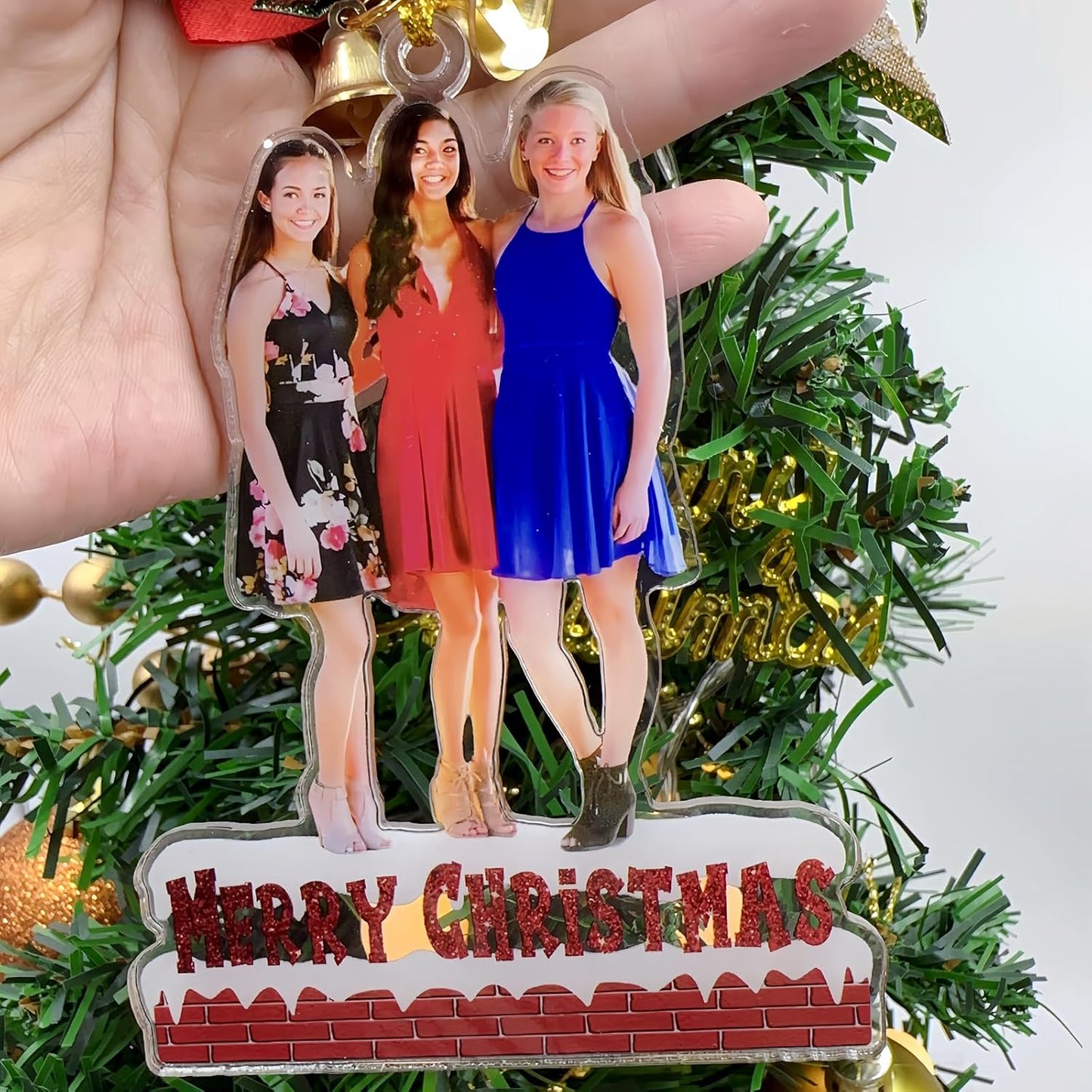 Personalized Christmas Ornament 2025, Photo Acrylic Customized Family Baby's Frist Christmas Ornament with Picture for Xmas Tree Decor Custom Gifts -Style3