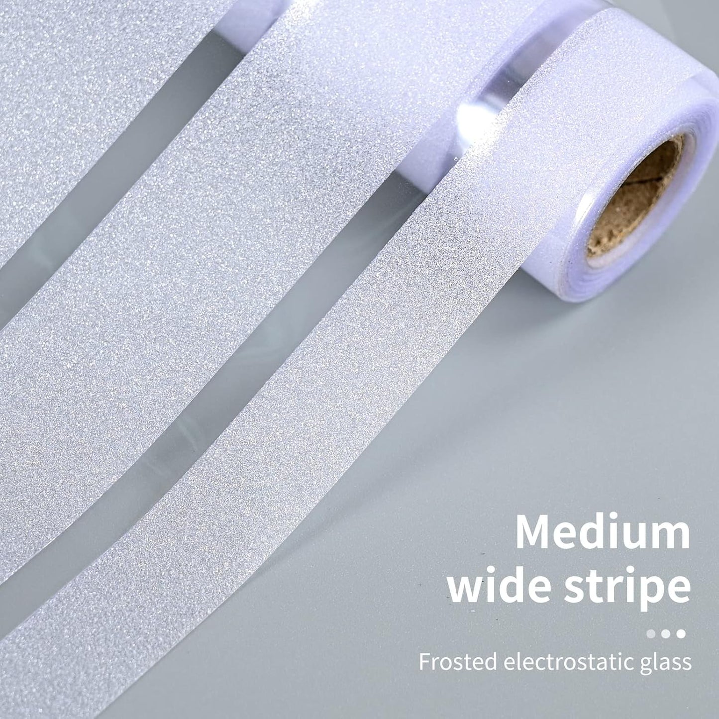 Window Privacy Film with Installation Tools, with Installation, Static Cling, Anti UV, Heat Control, Ideal for Home Shower Office Glass Door (Stripes Pattern, 35.4X157.4Inch)