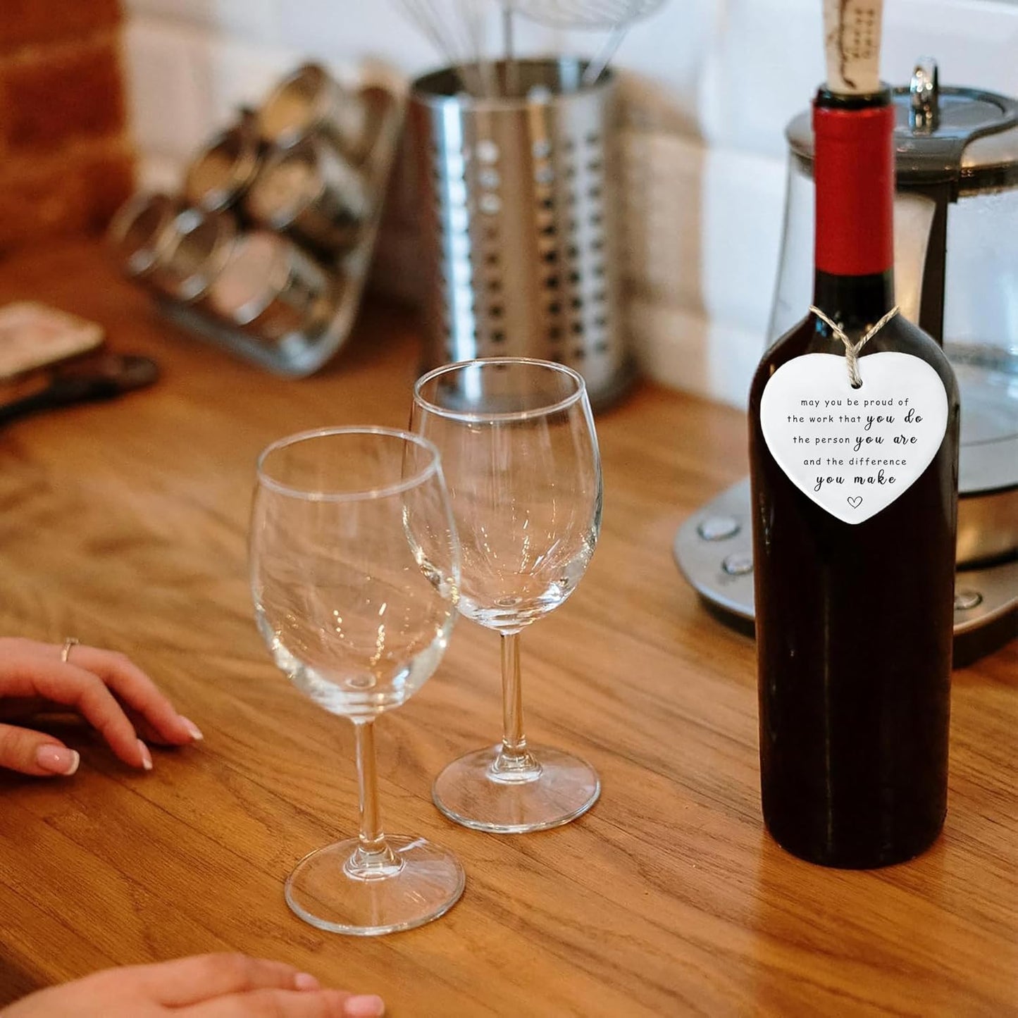 Thank You Ceramic Heart Ornament - May You Be Proud of The Work You Do, Leaving Gift, New Job, Coworker, Retirement Goodbye Farewell Appreciation for Teachers, Nurses