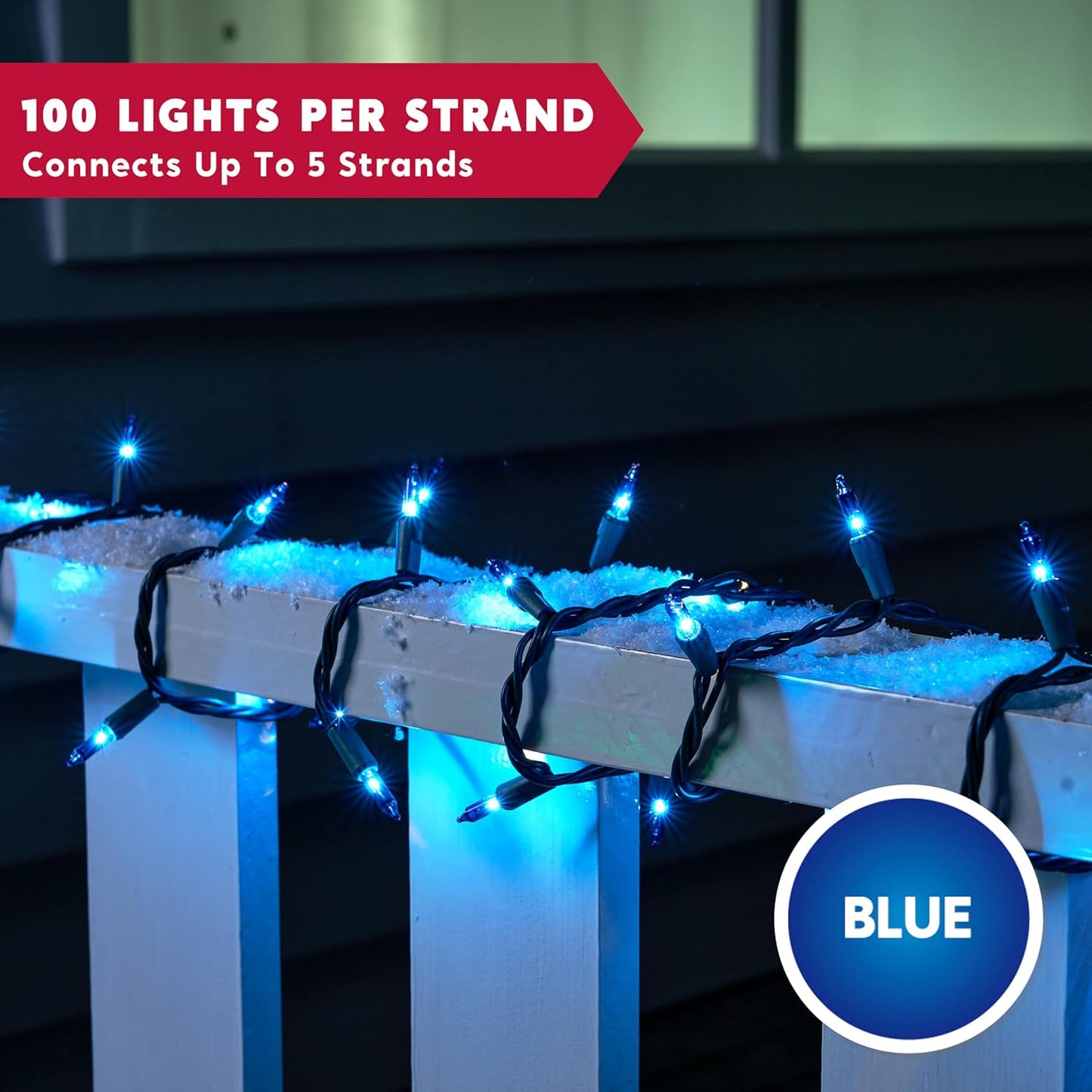 Joiedomi Blue Christmas String Lights,200(2x100) 44.6FT Christmas Fairy Tree Lights Plug in for Indoor Outdoor Xmas Decorations Patio Holiday Theme Party Yard House,Green Wire