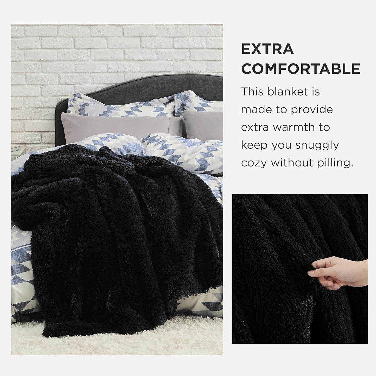 Bedsure GentleSoft Fluffy Black King Size Blanket for Bed, Thick Soft Sherpa Faux Fur Fleece Bedding Fuzzy Plush Winter Warm Heavy Oversize Large King Blanket, Cozy Black Gifts for Men Women, 108x90