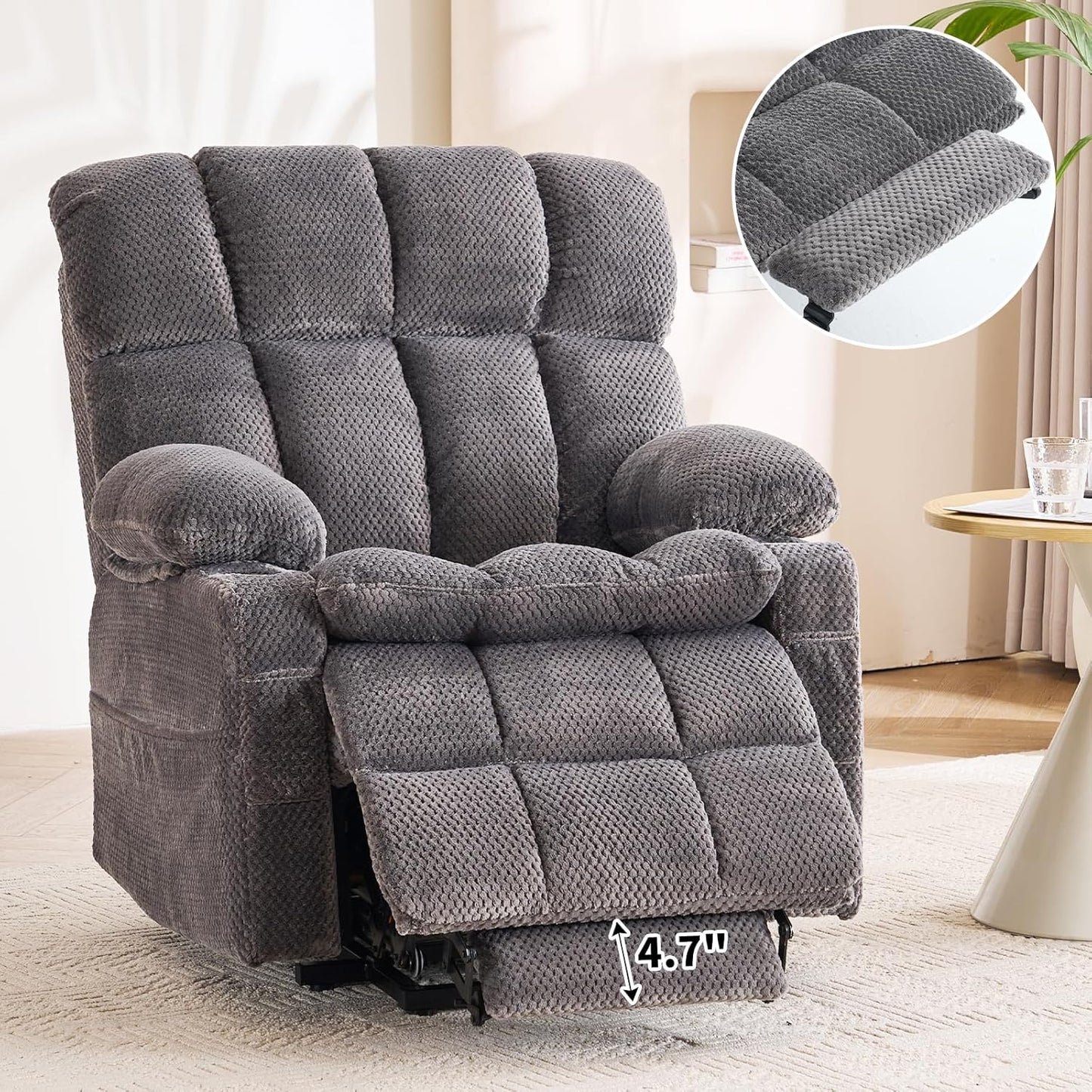 Dual Motor Power Lift Recliner Chair for Elderly,Electric Lift Chair with Adjustable Headrest, Heat and Massage,Lay Flat Recliner with Cup Holders,USB Ports,Type C,Zero Gravity, Grey