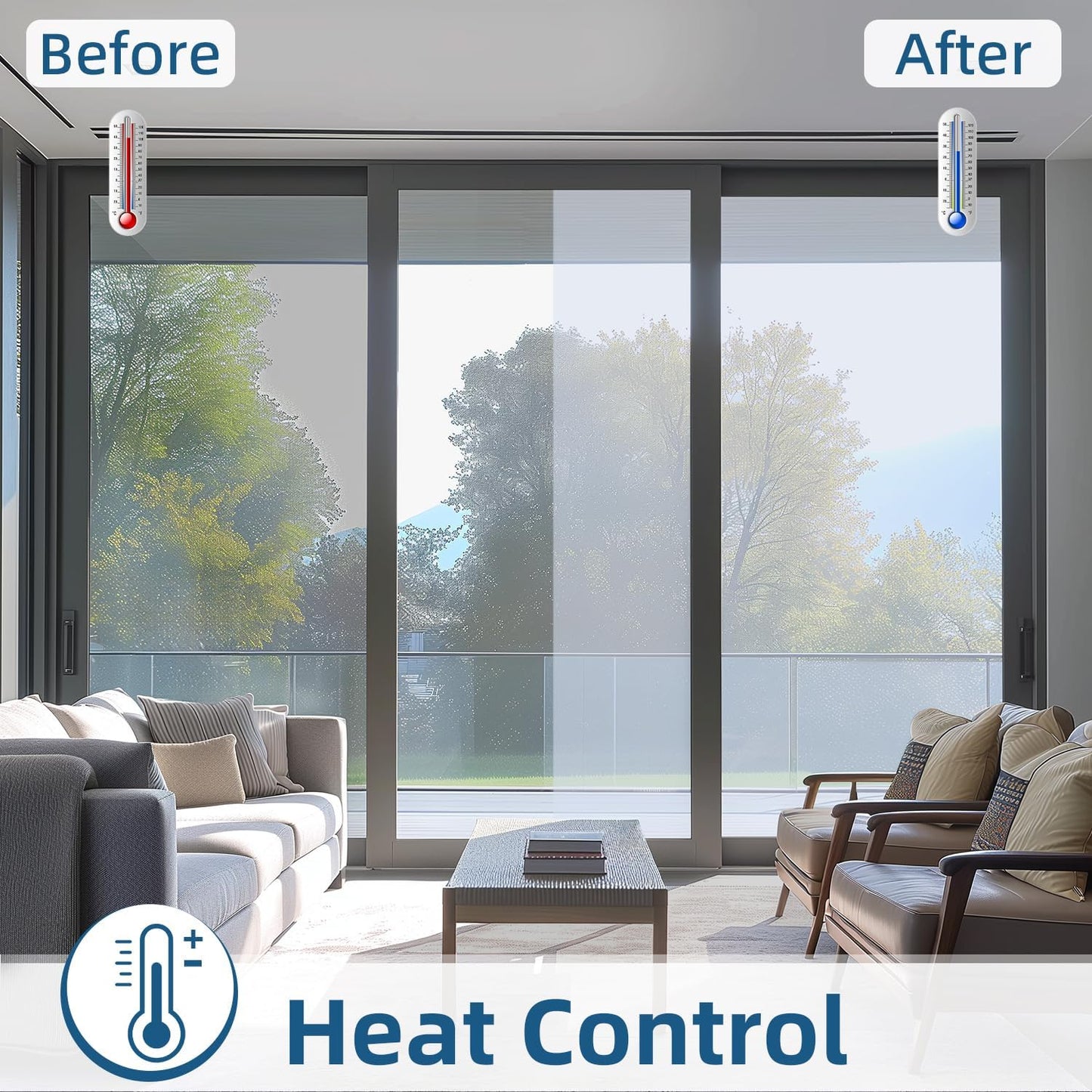 DUOFIRE One Way Window Film Privacy See Out Not in Heat Blocker Window Tint Reflective Mirror Windows Tinting Film for Home Static Cling Anti-UV Sun Blocking Windows Covering（Silver, 35.4x78.7in）