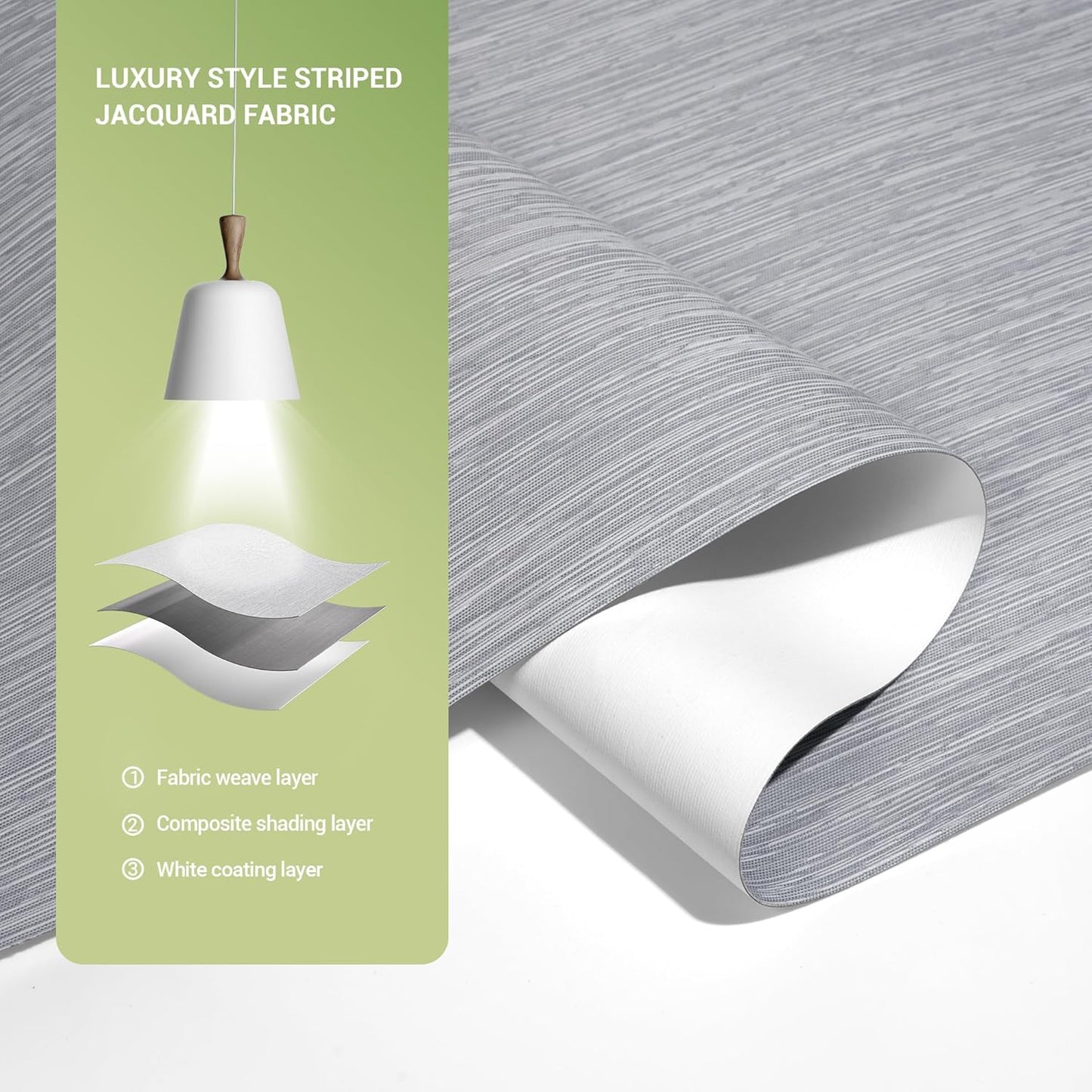 Blackout Roller Shades for Indoor Windows, Cordless Jacquard Fabric-Matched Roller Blinds, Easy to Install Privacy UV Protection Roll Up Blinds for Home Office, Grey, 21" W x 72" H