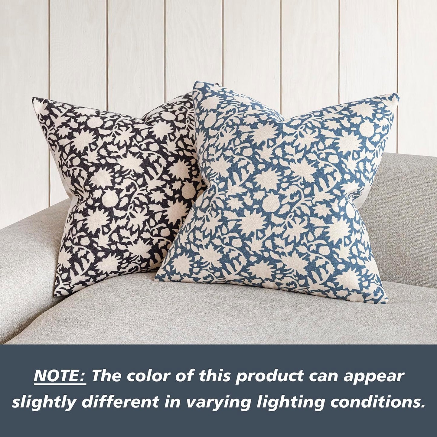 Foindtower Set of 2 Decorative Neutral Floral Throw Pillow Covers Accent Farmhouse Cushion Covers Boho Vintage Pillowcase for Couch Sofa Bedroom Living Room Home Decor Outdoor,20×20 Inch,Dusty Blue