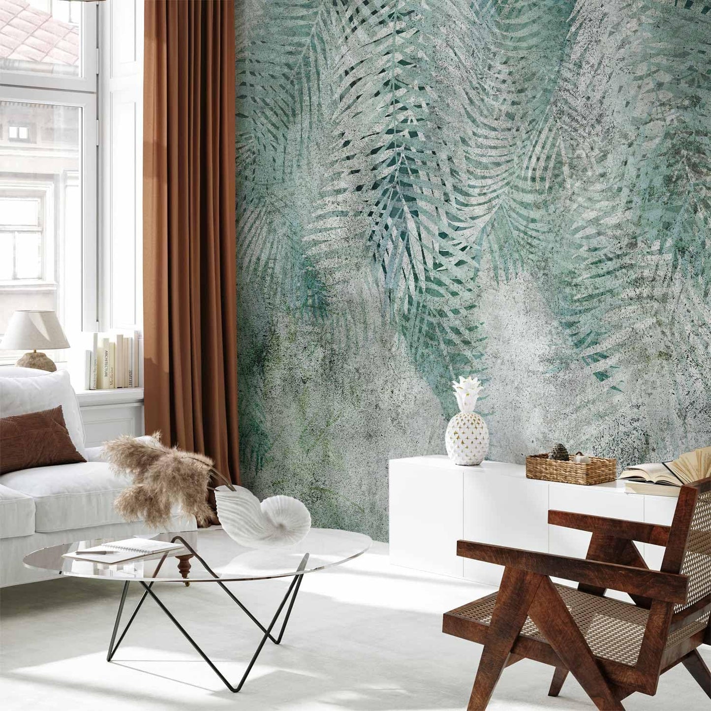 artgeist Wall Mural Leaves 154x110 in - XXL Peel and Stick Self-Adhesive Wallpaper Removable Large Sticker Foil Wall Decor Print Picture Design Nature Botanical Plants Palm Abstract b-C-0861-a-a