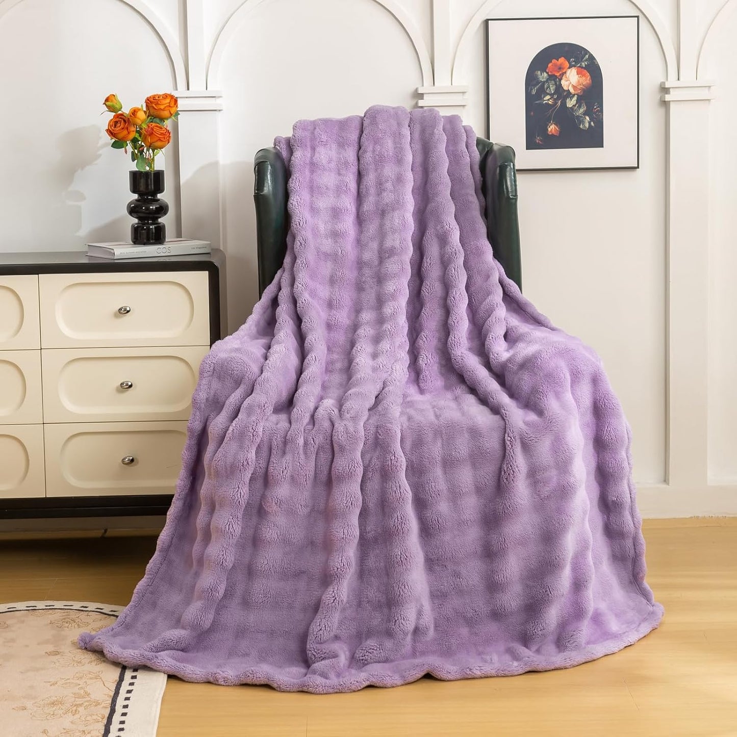 YUSOKI Luxury 3D Bubble Throw Blanket 2lb,All Ages,Home Decoration, (Lilac Purple,50 * 60inches)