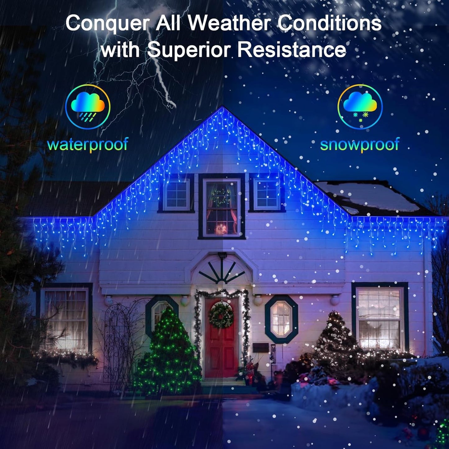 66FT 666 LED Outdoor Christmas Lights - 148 Ice Drops, 12 Pro Modes with Timer Memory & Brightness, Waterproof Hanging Ice String Light for Holiday Wedding Garden Fence House Decor (Blue)