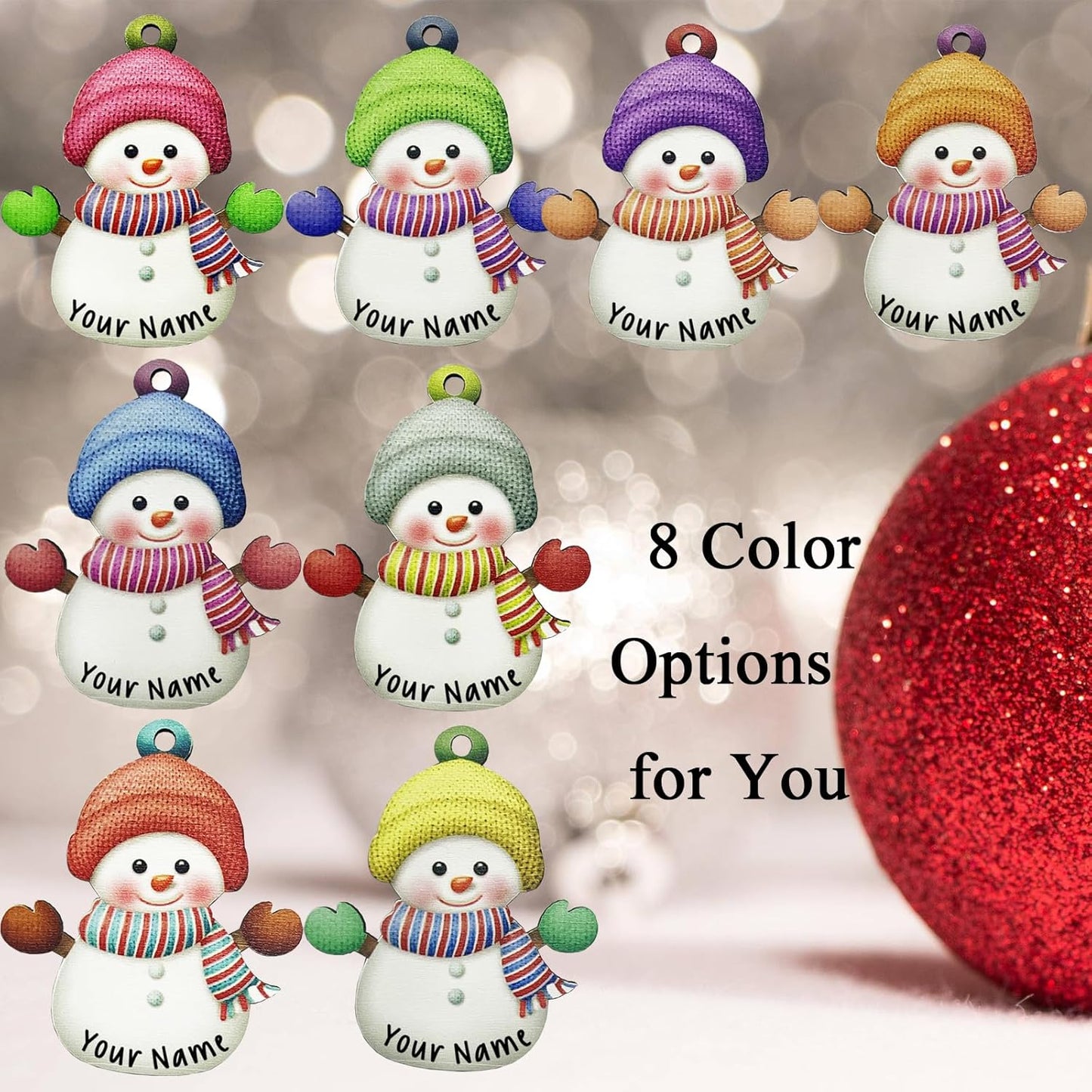 2025 Personalized Christmas Ornaments Set of 8,Custom Christmas Snowman Ornaments Deorations for Xmas Tree,Customized Xmas Ornament Tree Deorations,Personalized Wooden Ornament Gifts