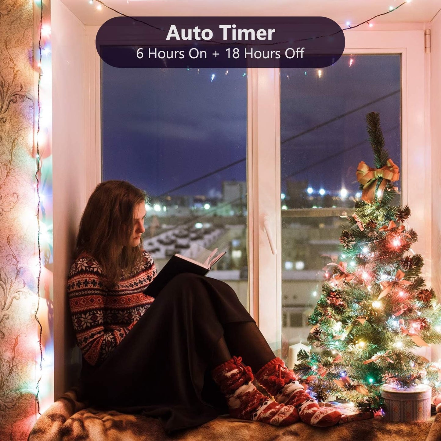 BrizLabs Christmas Lights Multicolor, 2 Pack 17.94ft 50 LED Christmas String Lights, Battery Xmas Tree Light Outdoor/Indoor, Green Wire 8 Modes Mini Xmas Light for Holiday Tree Wreath Lawn Party Decor