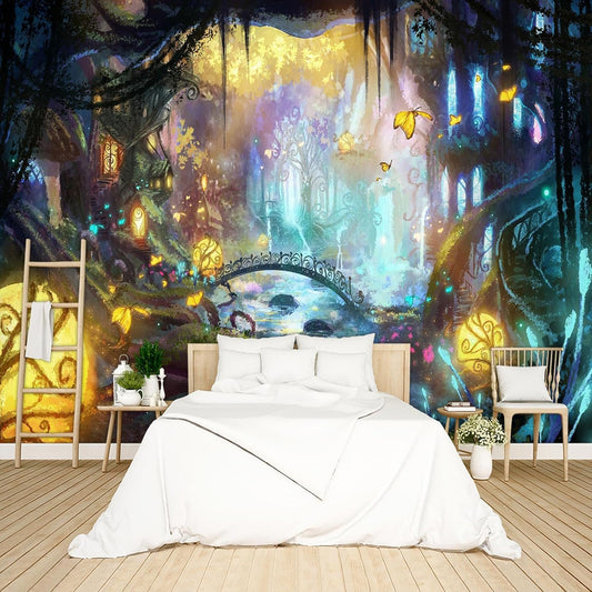 Enchanted Forest Wallpaper Peel and Stick Wall Mural for Bedroom Living Room - 85"x118"