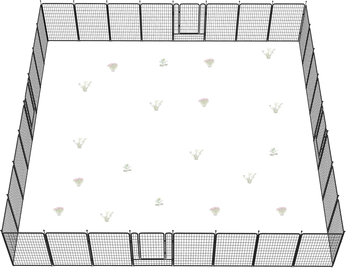 FXW Garden Fence Outdoor for The Yard – 50in(H) x 80.3ft(L) Heavy Duty Metal Animal Barrier for Dog and Rabbit, Decorative Dog Fence, 32 Panels, Black