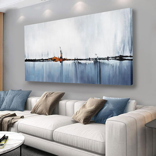 Abstract Wall Decor Modern Abstract Wall Art Blue and White Pictures Canvas Art Wall Decor Framed Artwork for Living Room Bedroom Dining Room Home Office Decor 29"x58"