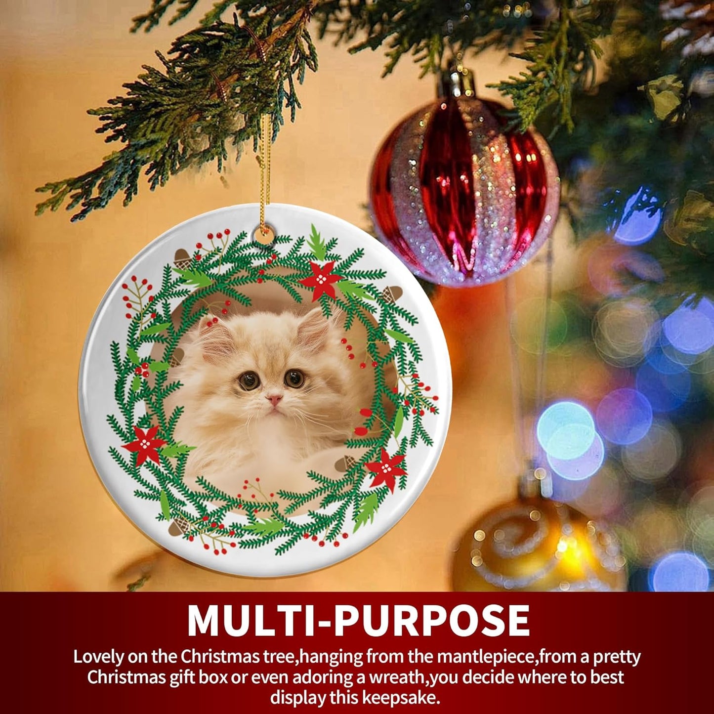 Personalized Christmas Ornaments, Custom Photo & Text 2025 Christmas Tree Ornament, Ideal for Xmas Decorations, Baby Showers, Weddings, Birthdays, Gifts for Mom, Dad, Kids, Pets, Friends