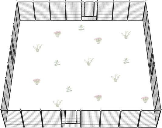 FXW Garden Fence Outdoor for The Yard – 45in(H) x 71.3ft(L) Heavy Duty Metal Animal Barrier for Dog and Rabbit, Decorative Dog Fence, 32 Panels, Black