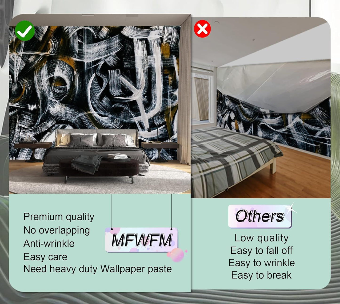 Abstract Art Wall Mural Fabric Texture Wallpaper for Bedroom Living Room (Not Peel n' Stick)