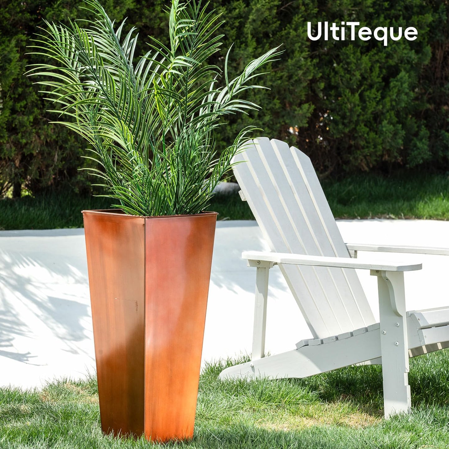 28in Tall Metal Copper Square Planter Galvanized Steel Metal Planters for Outdoor/Indoor/Patio Deck Garden Entrance Planter