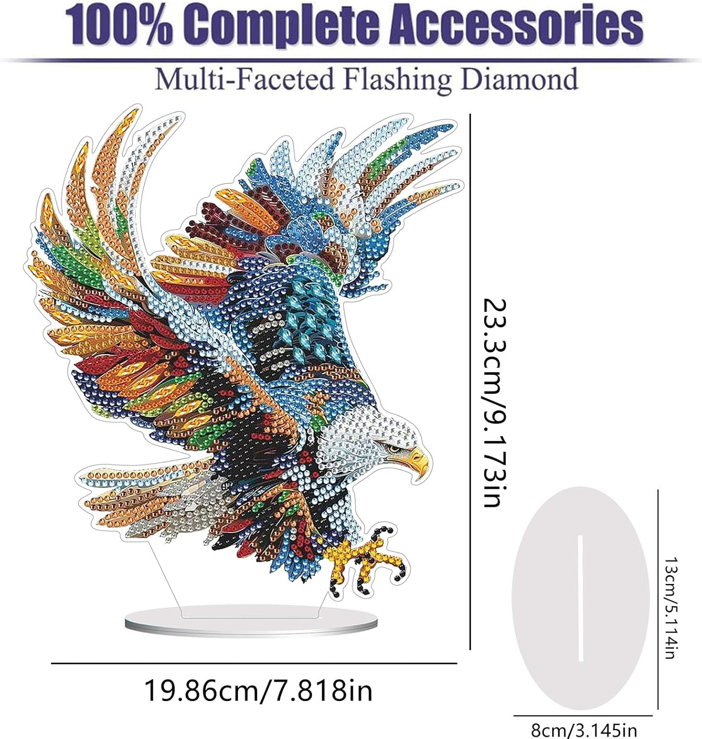 Diamond Painting Kits for Adults Beginners, 5D Full Drill Eagle Crystal Art Desktop Ornament, DIY Single Sided Home Office Desk Decor, Creative Craft Gift Set with Tools