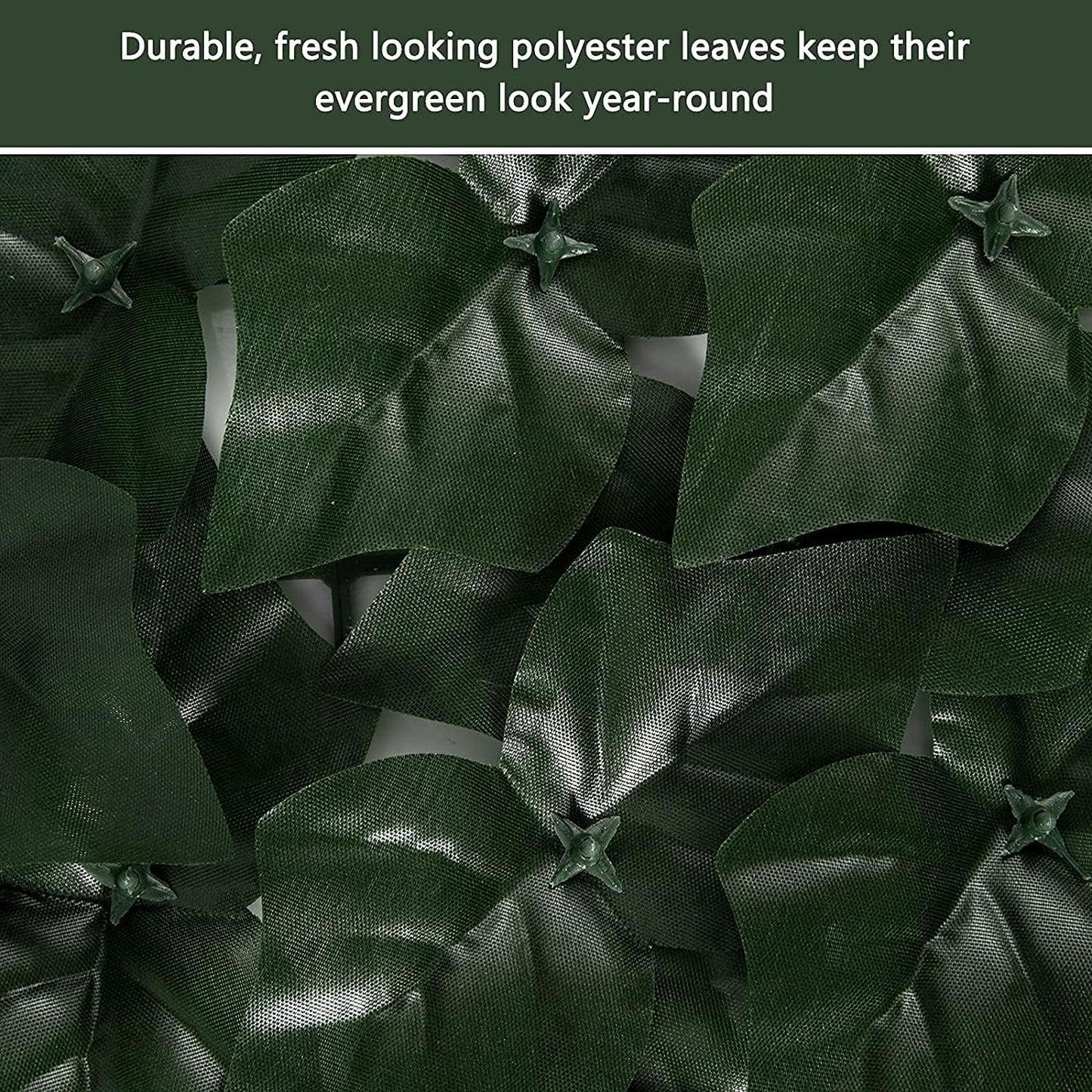 Faux Ivy Privacy Fence Screen Outdoor Expandable Artificial Greenery Roll Fake Hedge Wall Patio Green Plastic Leaf Plant Vine Grass Panels Gate Covering for Garden Yard Balcony (197 X 40 in)