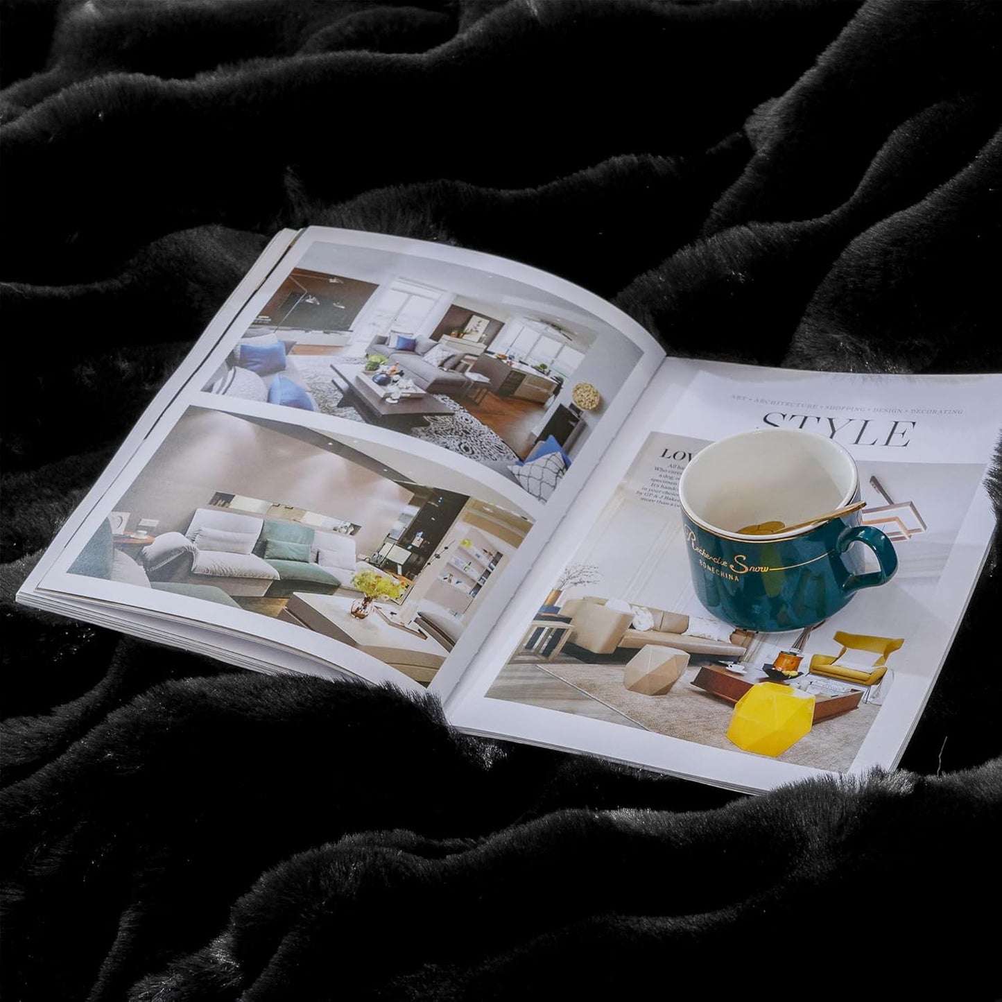 Faux Fur Black Thick Soft Throw Blanket 60X80 for Bed Couch Gift Office Chair Bunny Faux Rabbit Fur Blanket Decorative Warm Throw Blanket 860 GSM