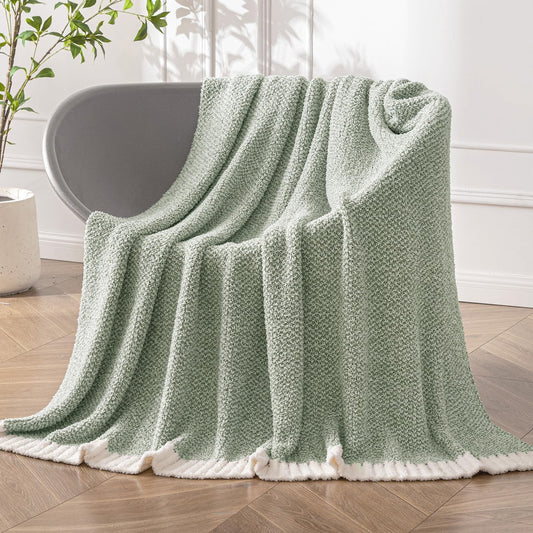 MIULEE Sage Green Super Soft Throw Blanket for Couch, Cozy Fluffy Warm Throws Knit Blankets for Sofa, Bed, Chair, Living Room, Camping, Picnic, Spring Home Decor,50 x 60 inch