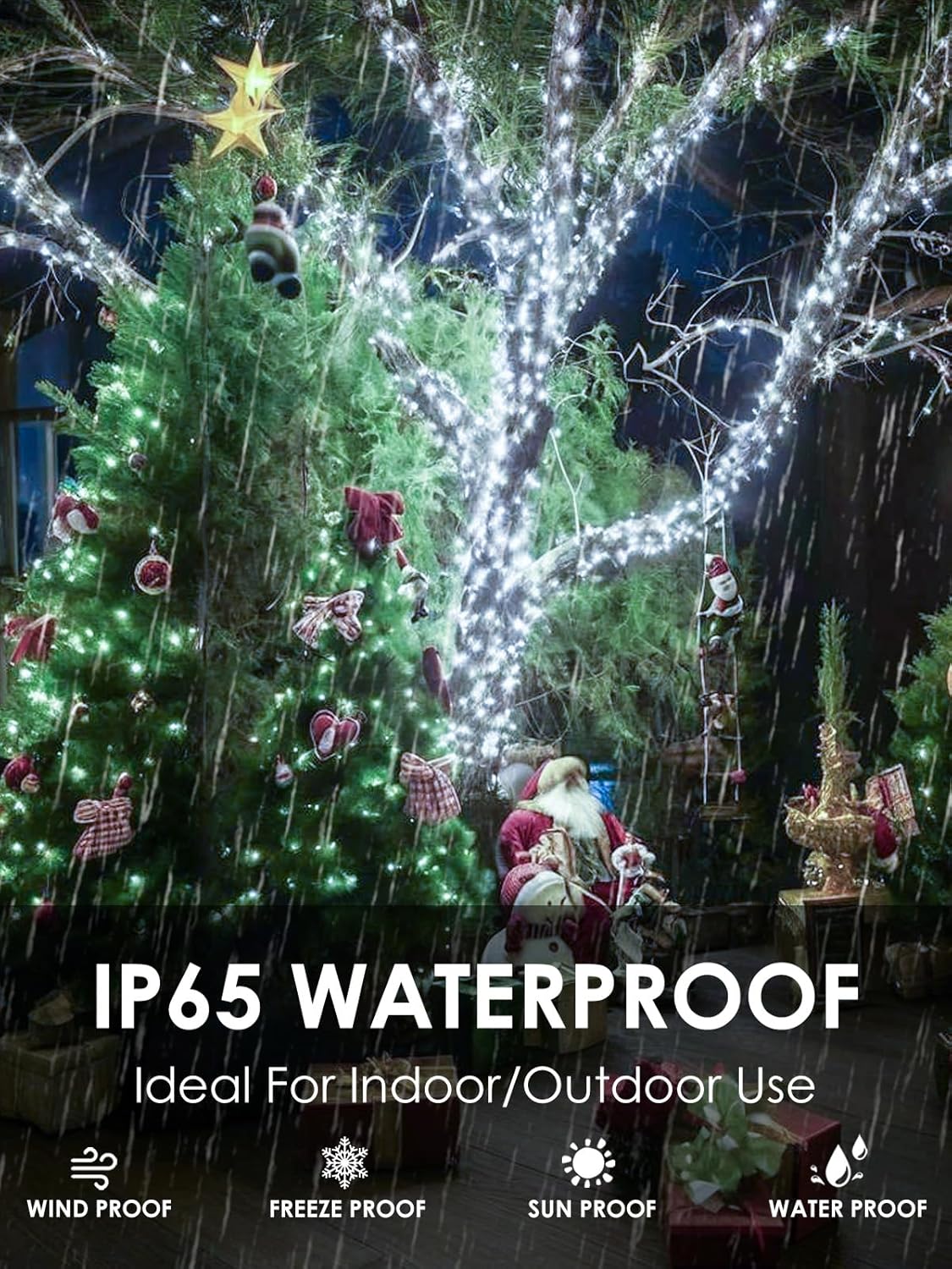 6pk Cool White Solar Christmas Lights Outdoor Waterproof, 600 LED 198FT Solar Powered LED String Lights Green Wire with 8 Modes, Solar Fairy Lights for Xmas Tree Party Wedding Garden Fence Decorations