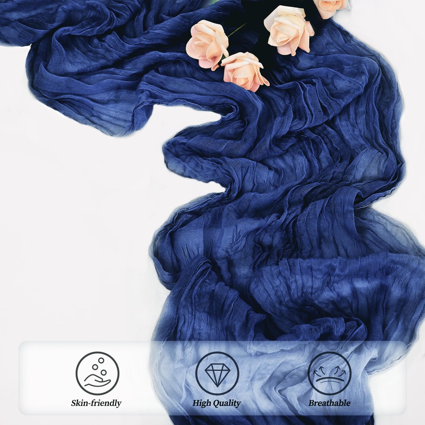 10FT 6 Pack Royal Blue Cheesecloth Table Runner 20 x 120 Inch Long Rustic Gauze Cheese Cloth Table Runner for Wedding Bridal Baby Shower Table Decorations Boho Fabric Sheer Birthday Party Table Decor